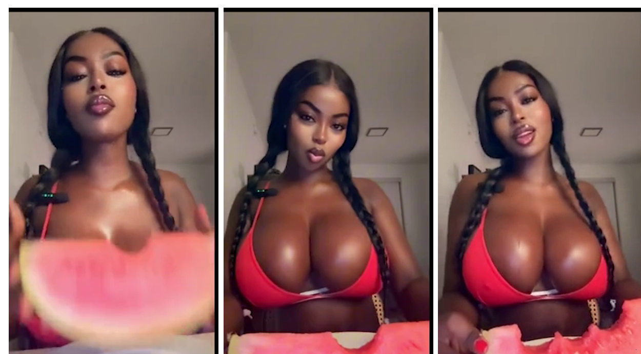 Bimbonique Aka Adiza Sankofa Whipped Cream On WaterMelon Eating Video Onlyfans